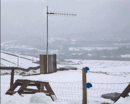 Hill-top site with DT800 radio telemetry, solar panel on side of cabinet